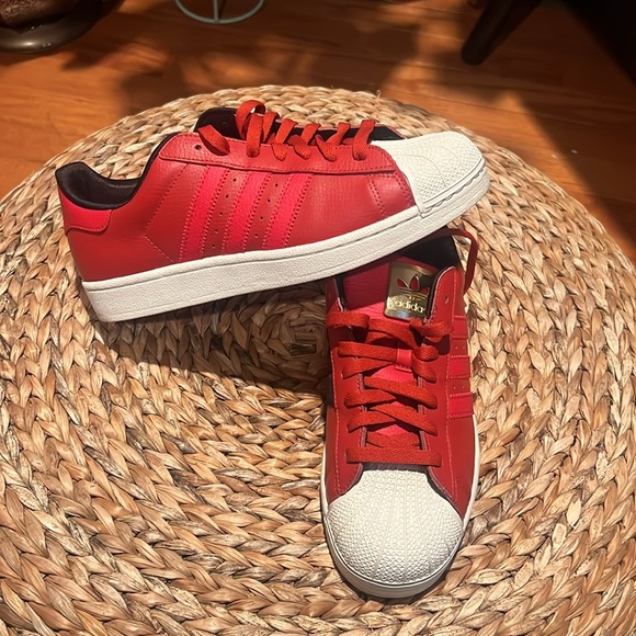 ADIDAS SUPERSTAR II MEN'S SIZES 8 NEW / RED LEATHER GOLD EMBLEM D74391 - Picture 10 of 12